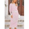 imagePRETTYGARDEN 2 Piece Skirts Sets for Women Fall Fashion 2026 Striped Sweater Dress Knit Lounge Travel Outfits Winter ClothingRose Red Stripe