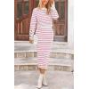 imagePRETTYGARDEN 2 Piece Skirts Sets for Women Fall Fashion 2026 Striped Sweater Dress Knit Lounge Travel Outfits Winter ClothingRose Red Stripe