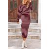 imagePRETTYGARDEN 2 Piece Skirts Sets for Women Fall Fashion 2026 Striped Sweater Dress Knit Lounge Travel Outfits Winter ClothingWine Red White Stripe