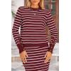 imagePRETTYGARDEN 2 Piece Skirts Sets for Women Fall Fashion 2026 Striped Sweater Dress Knit Lounge Travel Outfits Winter ClothingWine Red White Stripe