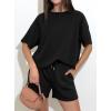 imagePRETTYGARDEN Women 2 Piece Lounge Sets Short Sleeve Shirts Workout Tops Shorts Matching Clothing 2026 Summer Vacation OutfitsBlack