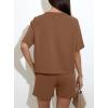 imagePRETTYGARDEN Women 2 Piece Lounge Sets Short Sleeve Shirts Workout Tops Shorts Matching Clothing 2026 Summer Vacation OutfitsBrown