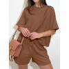 imagePRETTYGARDEN Women 2 Piece Lounge Sets Short Sleeve Shirts Workout Tops Shorts Matching Clothing 2026 Summer Vacation OutfitsBrown