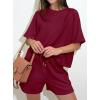 imagePRETTYGARDEN Women 2 Piece Lounge Sets Short Sleeve Shirts Workout Tops Shorts Matching Clothing 2026 Summer Vacation OutfitsBurgundy