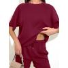imagePRETTYGARDEN Women 2 Piece Lounge Sets Short Sleeve Shirts Workout Tops Shorts Matching Clothing 2026 Summer Vacation OutfitsBurgundy