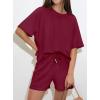 imagePRETTYGARDEN Women 2 Piece Lounge Sets Short Sleeve Shirts Workout Tops Shorts Matching Clothing 2026 Summer Vacation OutfitsBurgundy