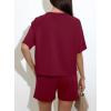 imagePRETTYGARDEN Women 2 Piece Lounge Sets Short Sleeve Shirts Workout Tops Shorts Matching Clothing 2026 Summer Vacation OutfitsBurgundy