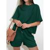 imagePRETTYGARDEN Women 2 Piece Lounge Sets Short Sleeve Shirts Workout Tops Shorts Matching Clothing 2026 Summer Vacation OutfitsDark Green
