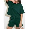imagePRETTYGARDEN Women 2 Piece Lounge Sets Short Sleeve Shirts Workout Tops Shorts Matching Clothing 2026 Summer Vacation OutfitsDark Green