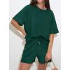 imagePRETTYGARDEN Women 2 Piece Lounge Sets Short Sleeve Shirts Workout Tops Shorts Matching Clothing 2026 Summer Vacation OutfitsDark Green