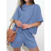 imagePRETTYGARDEN Women 2 Piece Lounge Sets Short Sleeve Shirts Workout Tops Shorts Matching Clothing 2026 Summer Vacation OutfitsDusty Blue