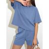 imagePRETTYGARDEN Women 2 Piece Lounge Sets Short Sleeve Shirts Workout Tops Shorts Matching Clothing 2026 Summer Vacation OutfitsDusty Blue