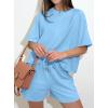 imagePRETTYGARDEN Women 2 Piece Lounge Sets Short Sleeve Shirts Workout Tops Shorts Matching Clothing 2026 Summer Vacation OutfitsLight Blue