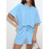 imagePRETTYGARDEN Women 2 Piece Lounge Sets Short Sleeve Shirts Workout Tops Shorts Matching Clothing 2026 Summer Vacation OutfitsLight Blue
