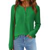imagePRETTYGARDEN Women Long Sleeve Waffle Knit Shirts 2026 Fall Casual Button V Neck Loose Henley Tops Basic Tees Winter ClothesGreen