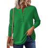imagePRETTYGARDEN Women Long Sleeve Waffle Knit Shirts 2026 Fall Casual Button V Neck Loose Henley Tops Basic Tees Winter ClothesGreen
