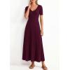 imagePRETTYGARDEN Womens 2026 Spring Midi Sweater Dresses Elegant Pleated Ribbed Knit Short Sleeve V Neck A Line Summer OutfitsBurgundy