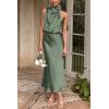 imagePRETTYGARDEN Womens 2026 Summer Satin Dress Elegant Sleeveless Mock Neck Cocktail Party Maxi DressesArmy Green