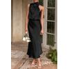 imagePRETTYGARDEN Womens 2026 Summer Satin Dress Elegant Sleeveless Mock Neck Cocktail Party Maxi DressesBlack