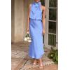 imagePRETTYGARDEN Womens 2026 Summer Satin Dress Elegant Sleeveless Mock Neck Cocktail Party Maxi DressesBlue