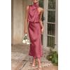 imagePRETTYGARDEN Womens 2026 Summer Satin Dress Elegant Sleeveless Mock Neck Cocktail Party Maxi DressesBrick Red