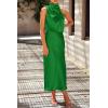 imagePRETTYGARDEN Womens 2026 Summer Satin Dress Elegant Sleeveless Mock Neck Cocktail Party Maxi DressesBright Green