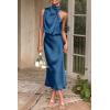 imagePRETTYGARDEN Womens 2026 Summer Satin Dress Elegant Sleeveless Mock Neck Cocktail Party Maxi DressesDark Blue