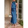 imagePRETTYGARDEN Womens 2026 Summer Satin Dress Elegant Sleeveless Mock Neck Cocktail Party Maxi DressesDark Blue