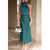imagePRETTYGARDEN Womens 2026 Summer Satin Dress Elegant Sleeveless Mock Neck Cocktail Party Maxi DressesDark Green