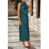 imagePRETTYGARDEN Womens 2026 Summer Satin Dress Elegant Sleeveless Mock Neck Cocktail Party Maxi DressesDark Green