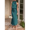 imagePRETTYGARDEN Womens 2026 Summer Satin Dress Elegant Sleeveless Mock Neck Cocktail Party Maxi DressesDark Green