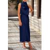 imagePRETTYGARDEN Womens 2026 Summer Satin Dress Elegant Sleeveless Mock Neck Cocktail Party Maxi DressesDark Navy