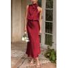imagePRETTYGARDEN Womens 2026 Summer Satin Dress Elegant Sleeveless Mock Neck Cocktail Party Maxi DressesDark Wine Red