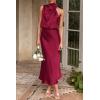 imagePRETTYGARDEN Womens 2026 Summer Satin Dress Elegant Sleeveless Mock Neck Cocktail Party Maxi DressesDeep Red