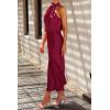 imagePRETTYGARDEN Womens 2026 Summer Satin Dress Elegant Sleeveless Mock Neck Cocktail Party Maxi DressesDeep Red