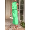 imagePRETTYGARDEN Womens 2026 Summer Satin Dress Elegant Sleeveless Mock Neck Cocktail Party Maxi DressesGrass Green