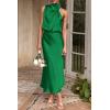 imagePRETTYGARDEN Womens 2026 Summer Satin Dress Elegant Sleeveless Mock Neck Cocktail Party Maxi DressesGreen