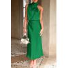 imagePRETTYGARDEN Womens 2026 Summer Satin Dress Elegant Sleeveless Mock Neck Cocktail Party Maxi DressesGreen