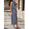imagePRETTYGARDEN Womens 2026 Summer Satin Dress Elegant Sleeveless Mock Neck Cocktail Party Maxi DressesGrey Blue