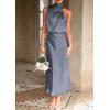 imagePRETTYGARDEN Womens 2026 Summer Satin Dress Elegant Sleeveless Mock Neck Cocktail Party Maxi DressesGrey Blue