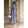 imagePRETTYGARDEN Womens 2026 Summer Satin Dress Elegant Sleeveless Mock Neck Cocktail Party Maxi DressesGrey Blue