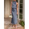 imagePRETTYGARDEN Womens 2026 Summer Satin Dress Elegant Sleeveless Mock Neck Cocktail Party Maxi DressesGrey Blue
