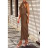 imagePRETTYGARDEN Womens 2026 Summer Satin Dress Elegant Sleeveless Mock Neck Cocktail Party Maxi DressesKhaki