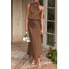 imagePRETTYGARDEN Womens 2026 Summer Satin Dress Elegant Sleeveless Mock Neck Cocktail Party Maxi DressesKhaki