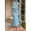 imagePRETTYGARDEN Womens 2026 Summer Satin Dress Elegant Sleeveless Mock Neck Cocktail Party Maxi DressesLight Blue