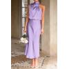 imagePRETTYGARDEN Womens 2026 Summer Satin Dress Elegant Sleeveless Mock Neck Cocktail Party Maxi DressesPurple
