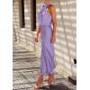 imagePRETTYGARDEN Womens 2026 Summer Satin Dress Elegant Sleeveless Mock Neck Cocktail Party Maxi DressesPurple