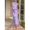 imagePRETTYGARDEN Womens 2026 Summer Satin Dress Elegant Sleeveless Mock Neck Cocktail Party Maxi DressesPurple