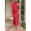 imagePRETTYGARDEN Womens 2026 Summer Satin Dress Elegant Sleeveless Mock Neck Cocktail Party Maxi DressesRed
