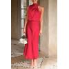 imagePRETTYGARDEN Womens 2026 Summer Satin Dress Elegant Sleeveless Mock Neck Cocktail Party Maxi DressesRed